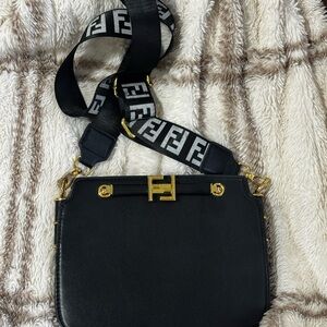 Fendi Black Crossbody Bag with Gold Details